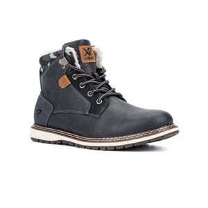 XRAY 11 Men’s Dresden Navy Camo Sherpa Trim Faux Leather Lace up Boots
